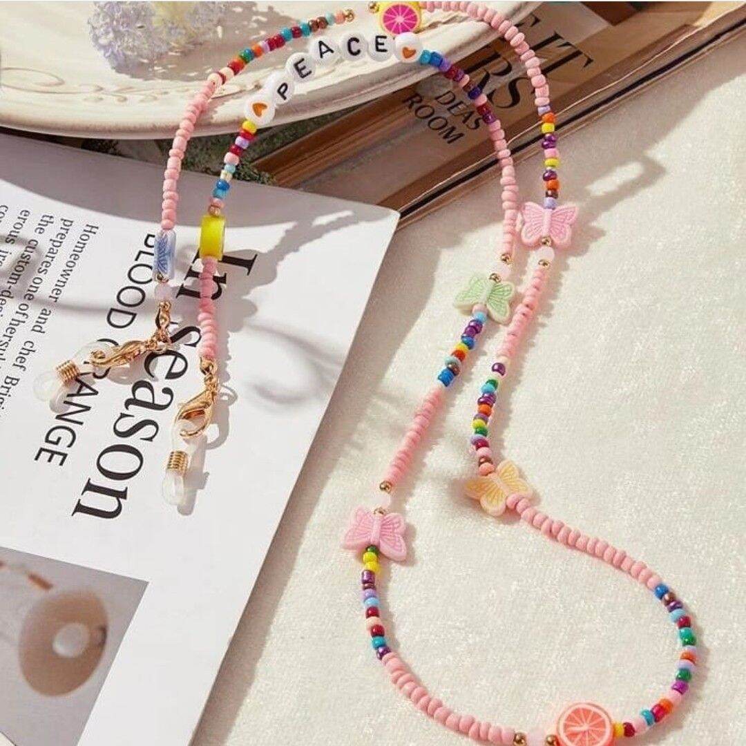 Dây đeo khẩu trang mix charm bướm