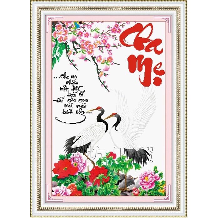 Tranh thêu chữ thập cha mẹ 222406 46x65cm chưa thêu