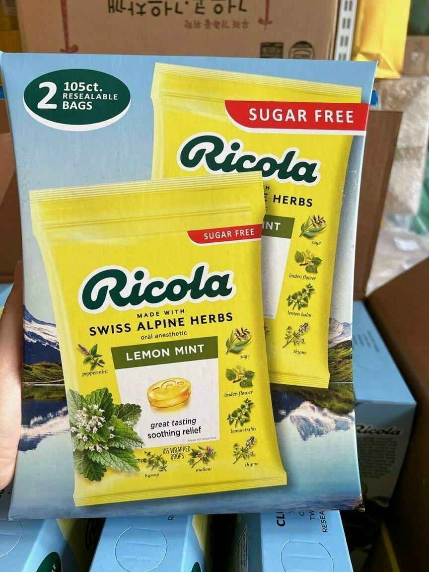 ( DATE 2024)-Bich 105v  Kẹo cứng ngậm thảo dược RICOLA SUGAR FREE