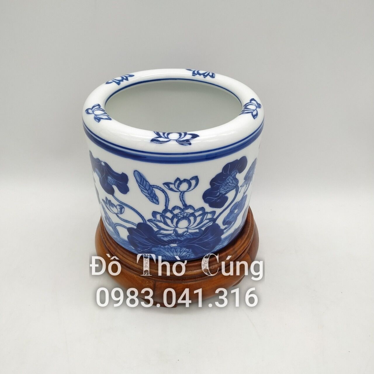 Bát hương Sen/ Bát hoa sen men lam thờ phật