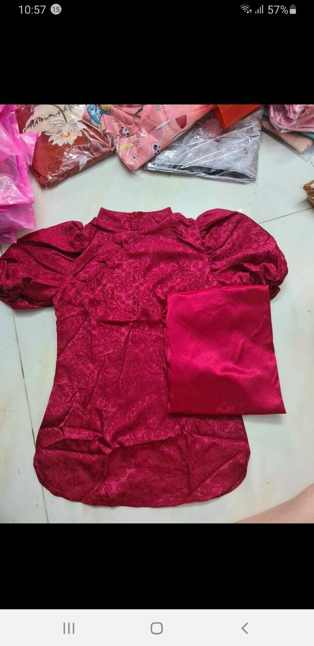 Đồ Lam Đi Chùa - Mẫu gấm tay phồng