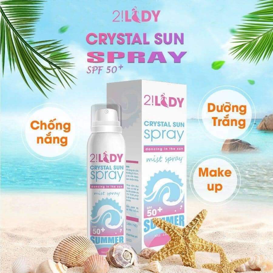 Xịt chống nắng 2Lady Magic Skin – Crystal Sun Spray giúp dưỡng trắng makeup body nâng tone