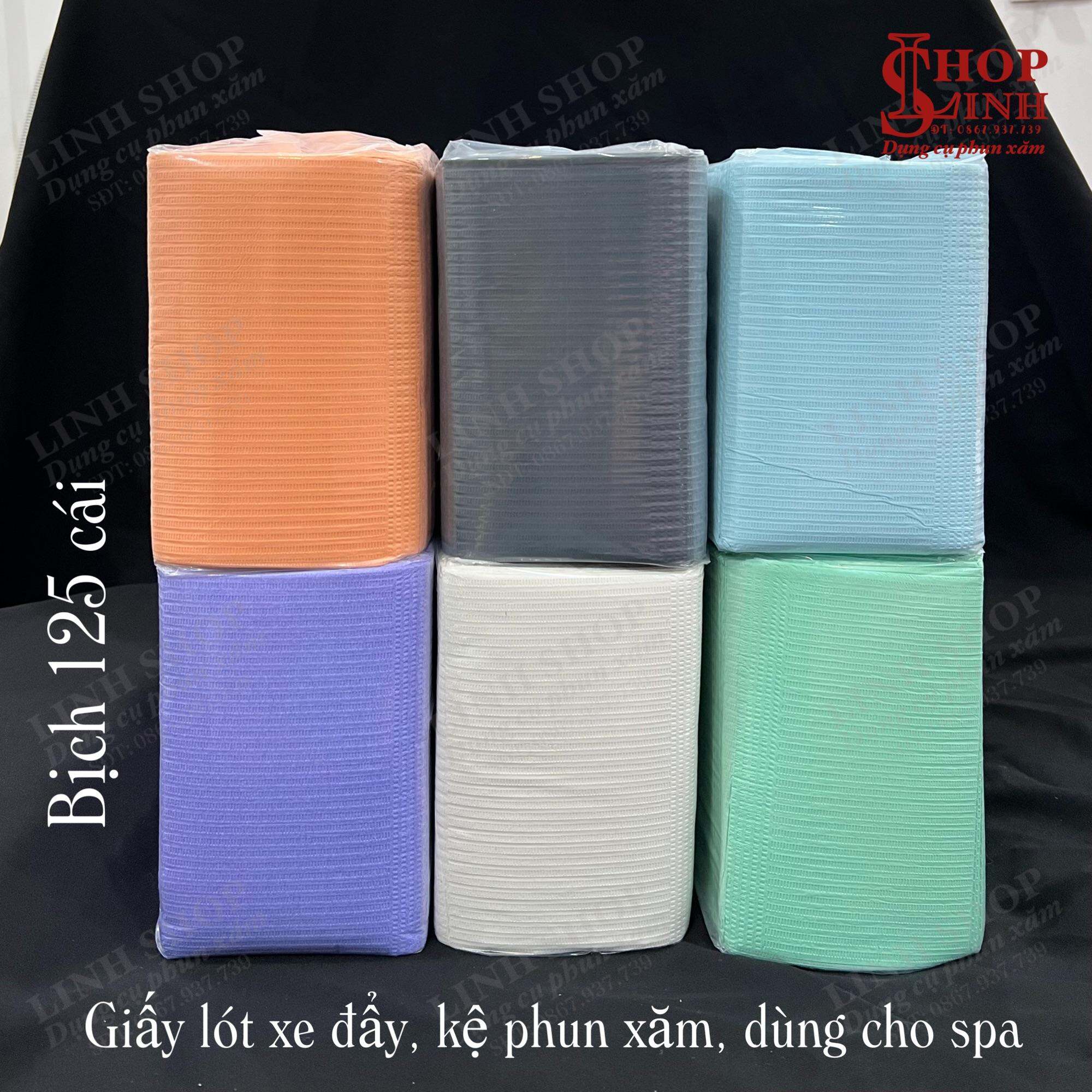 Bịch 125 cái Giấy lót xe đẩy kệ phun xăm, lót bàn phun xăm, giấy lót vệ sinh dành cho spa dùng 1 lần