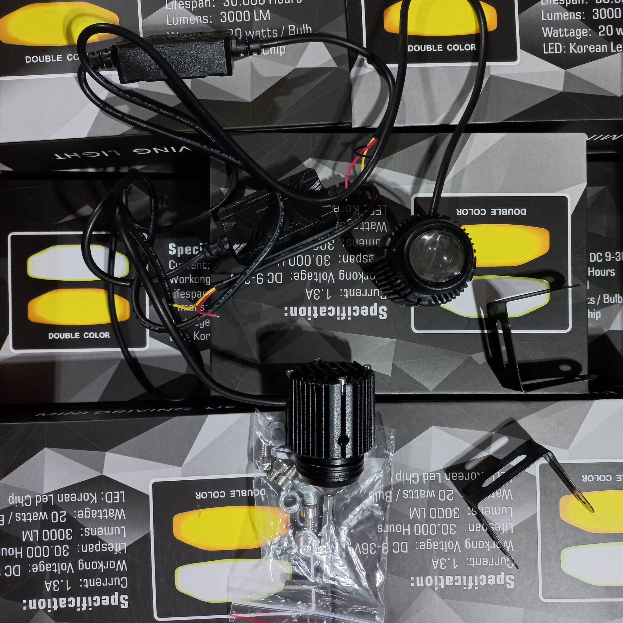 Bóng đèn trợ sáng 2 màu Vàng Trắng sáng rộng sáng mạnh 20W khung nhôm to tỏa nhiệt tốt
