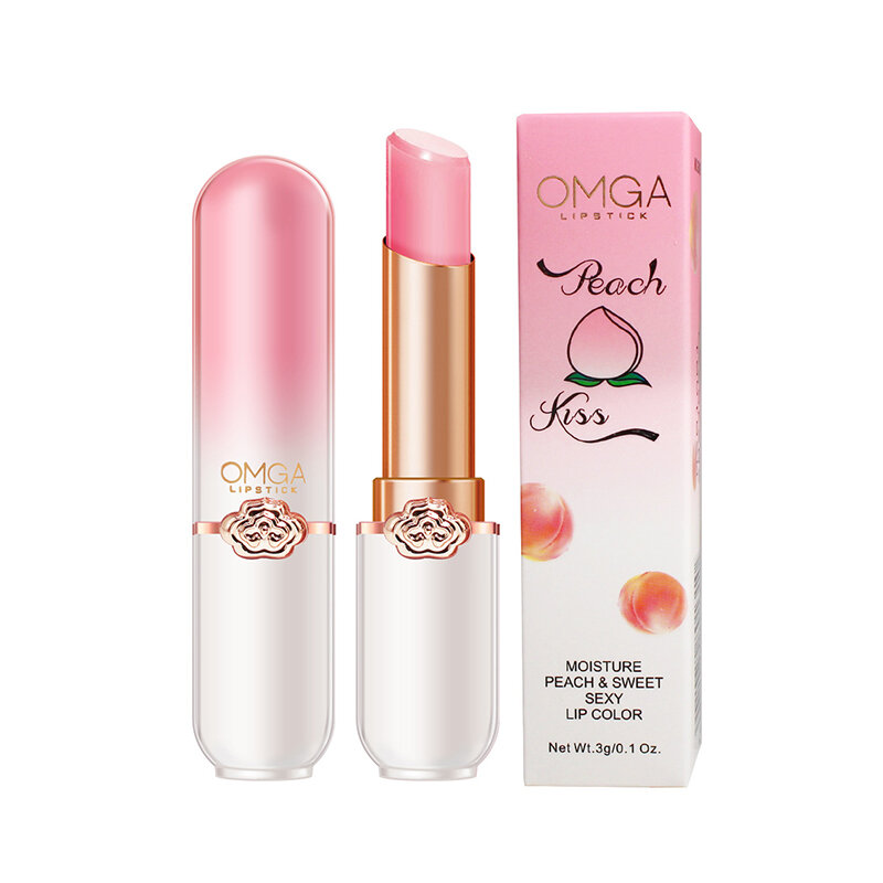 Son dưỡng môi màu hồng nhạt đào mật omga dưỡng ẩm giữ ẩm giữ ẩm giữ ẩm chống nứt nẻ khô làm mờ nếp nhăn môi son môi đổi màu