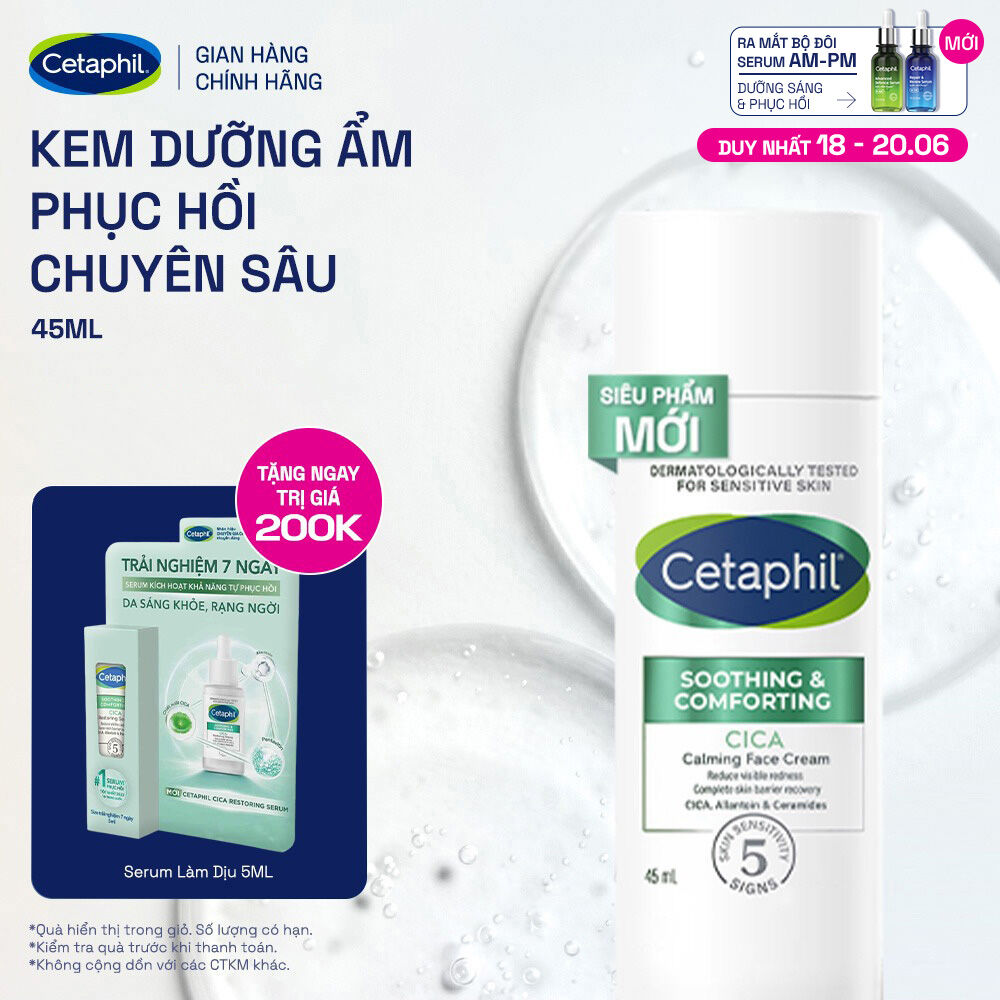 Kem dưỡng ẩm làm dịu và phục hồi chuyên sâu Cetaphil Soothing and Comforting Cica Calming Face Cream 45ml