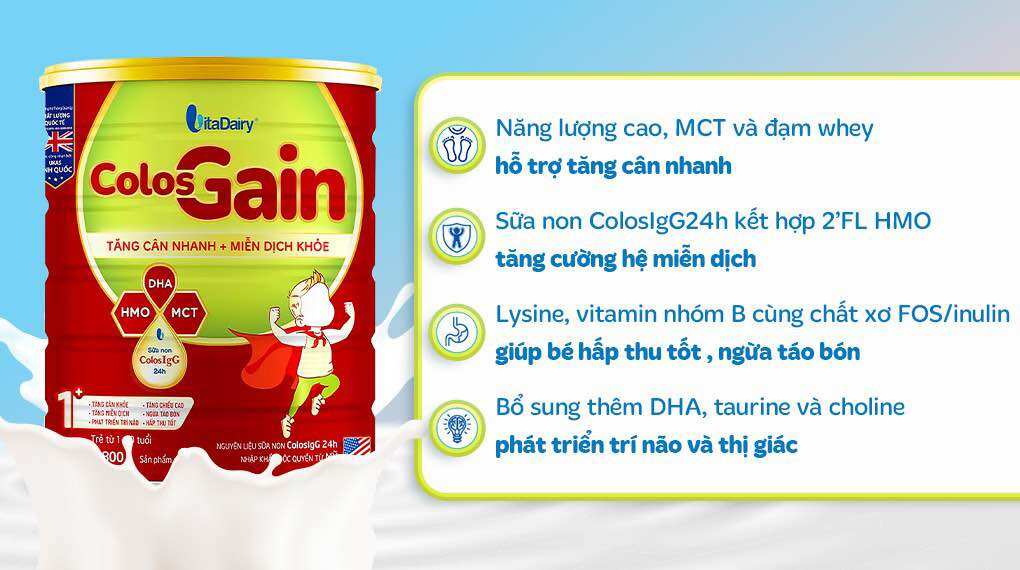 ( Tích Áp Đổi Quà ) Combo 3 Lon Sữa 800 Colosgain 1+ Vitadairy Hỗ Trợ Tăng Cân Nhanh , Miễn Dịch Khỏe