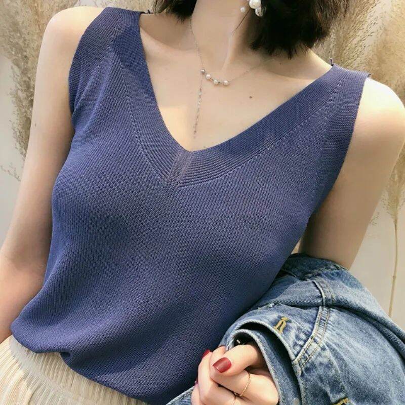 Nữ Ice Lụa Dây Đeo Vai Áo Hai Dây Rộng Rãi Mỏng Cộc Tay, Không Tay Áo Khoác Ngoài Mới Mùa Hè Áo Lót Mỏng Dây Đeo Vai Áo Ba Lỗ Dành Cho Nữ