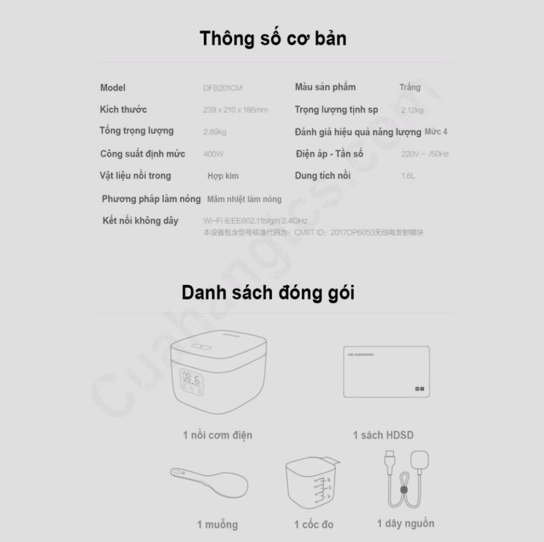 Nồi cơm điện mini Xiaomi 1.6L DFB201CM