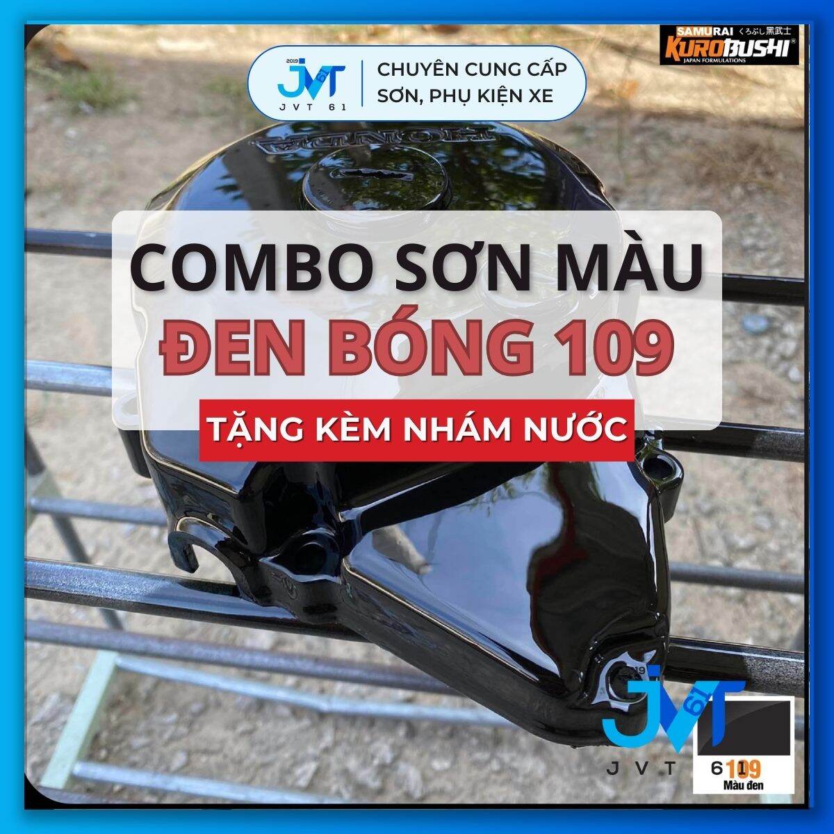 Combo sơn samurai 109 màu đen bóng gồm lót uch210 - màu 109 - bóng k1k