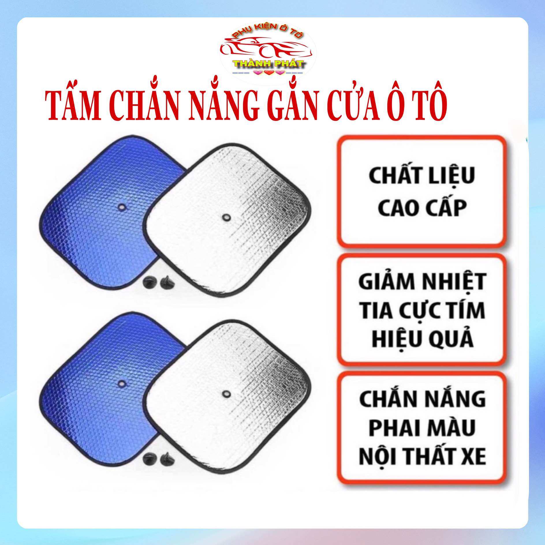 Combo tấm che chắn nắng gắn cửa kính ô tô xe hơi phủ bạc cách nhiệt chống nắng tiện lợi