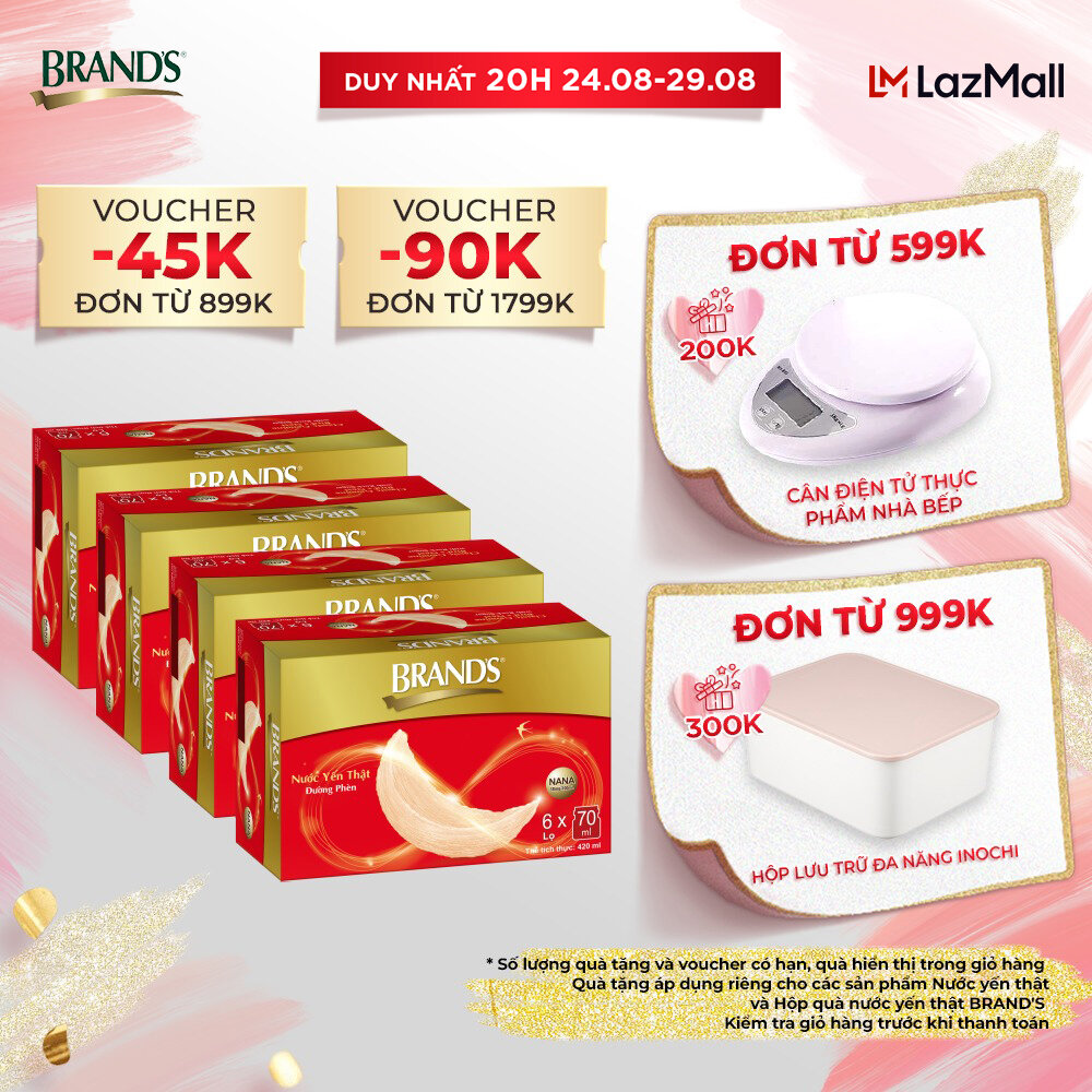 Combo 4 nước yến thật brand's đường phèn
