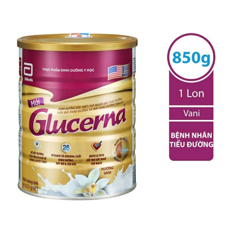 [Date 2024] Sữa bột Abbott Glucerna Vani 850g cho người tiểu đường