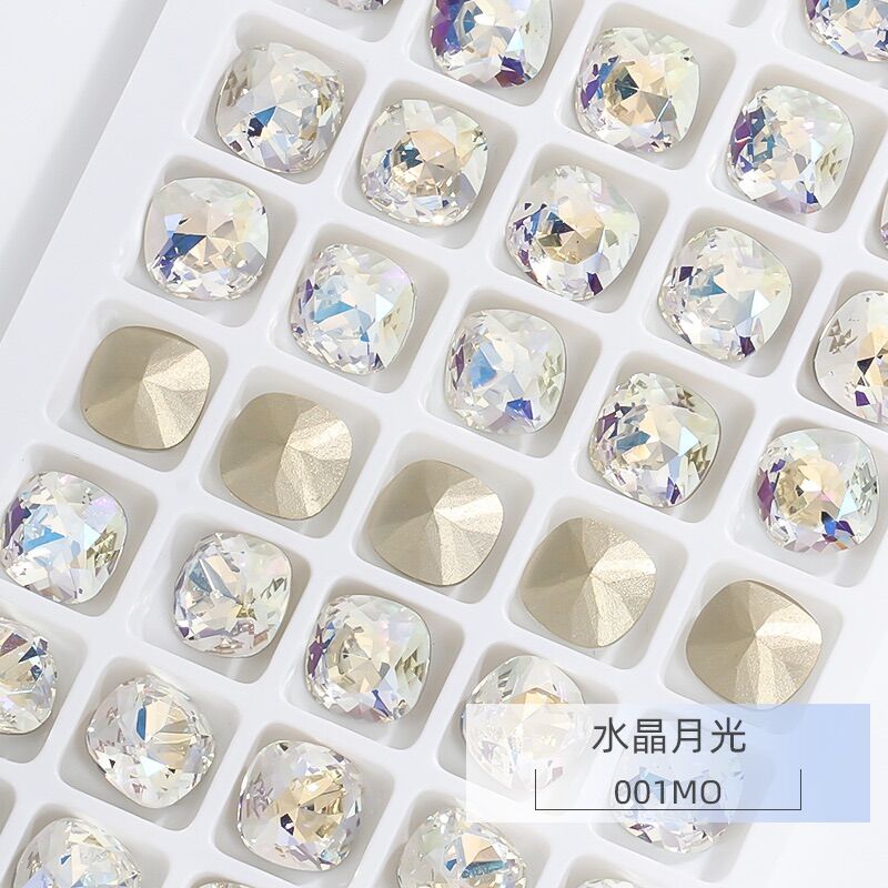Set 10 viên đá vuông bo trang trí móng siêu sáng
