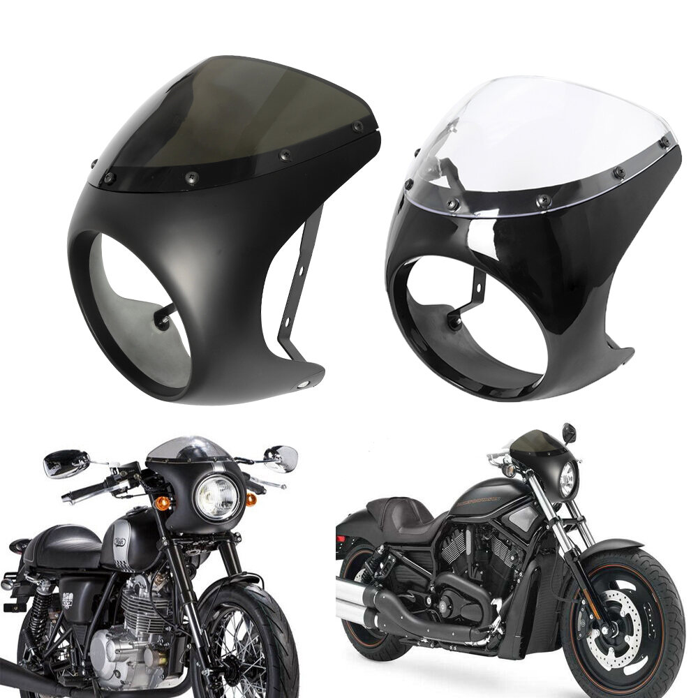 Đa Năng Cafe Race 7Inch Đèn Pha Tay Cầm Fairing Kính Chắn Gió Bộ Cho Harley Sportster Bobber Lưu Diễn Xe Máy Honda