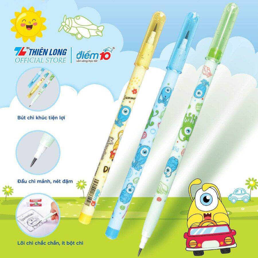 Bút chì khúc thiên long điểm 10 tp-pc005 - lõi chắc chắn nét đậm, ít bột chì
