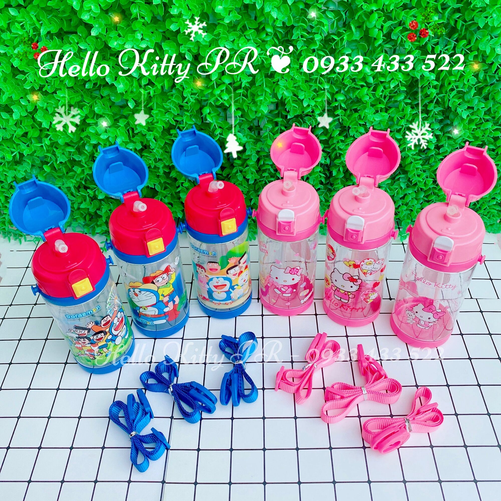 Bình nước có dây đeo Hello Kitty - Doremon Doraemon