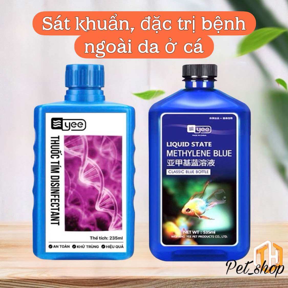 Xanh Methylene Blue + Thuốc Tím combo phòng và đặc trị các bệnh ngoài da ở cá cảnh.