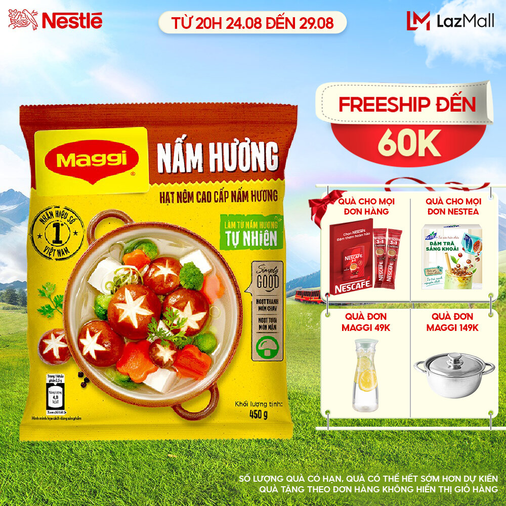 [QUÀ TẶNG THÁNG 8 - ĐƠN 49K TẶNG BÌNH NƯỚC L&L - ĐƠN 149K TẶNG NỒI INOX] Hạt nêm cao cấp MAGGI® Nấm Hương gói 450g
