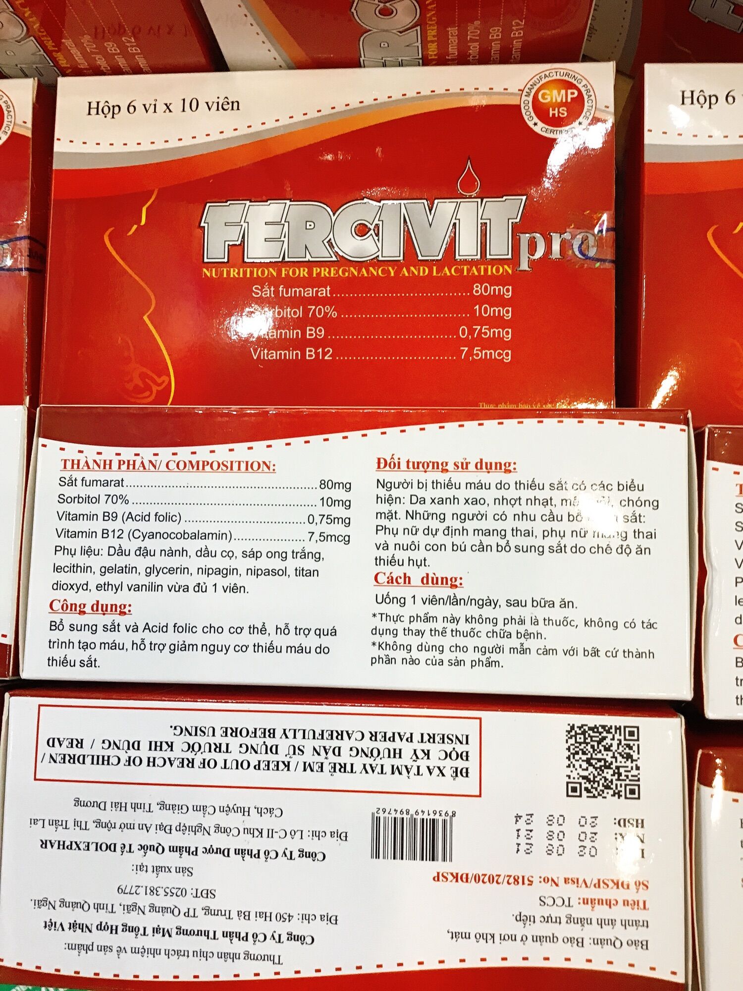 Viên sắt uống FERCIVIT ( bổ sung cho người thiếu máu, thiếu fe ) hộp 60v.