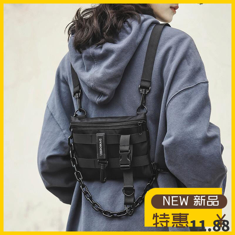 Cặp Sách Túi Đeo Chéo Trung Tính Phong Cách Hồng Kông Cá Tính Đa Chức Năng Quạt Gió Harajuku Cực Ngầu Sành Điệu Instagram Vai Đơn Hip Hop Mẫu Mới Mùa Xuân