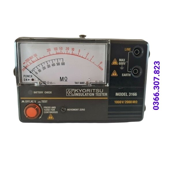 ĐỒNG HỒ ĐO ĐIỆN TRỞ CÁCH ĐIỆN KYORITSU 3166 (1000V/2000MΩ)