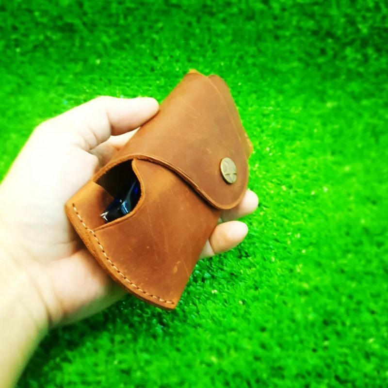 BAO DA ĐỰNG MẮT KÍNH DA BÒ THẬT CÁ TÍNH (NÚT BÓP, NAM CHÂM) ĐỒ DA HANDMADE