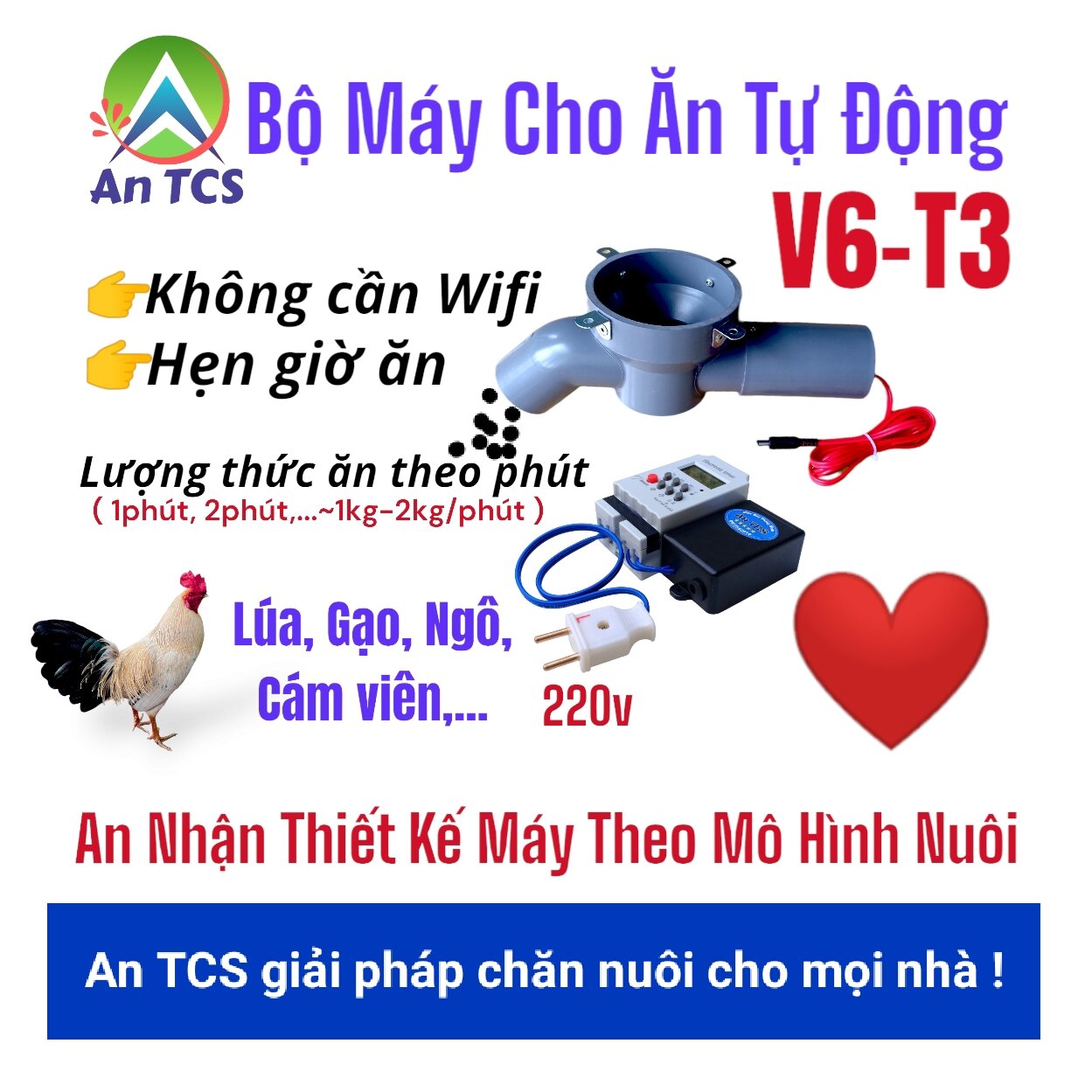 Máy cho cá heo gà ăn tự động v6-t3