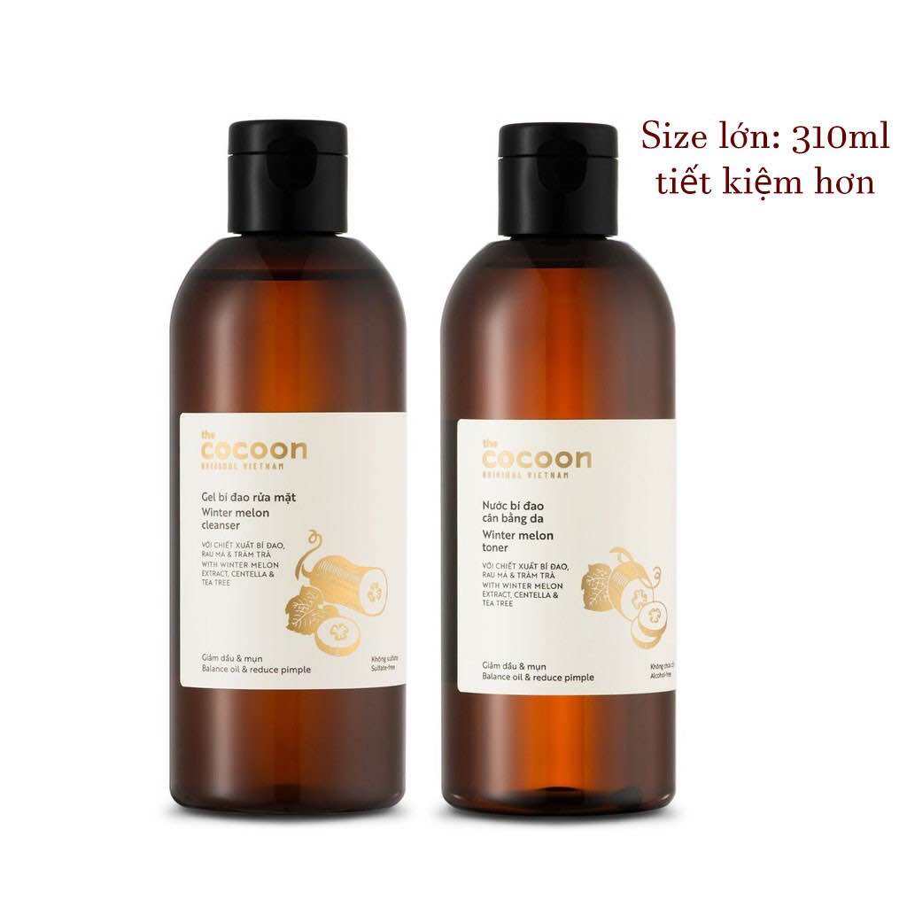 [Cocoon] Gel rửa mặt - Nước toner bí đao cân bằng Cocoon giảm dầu & mụn 310ml. 