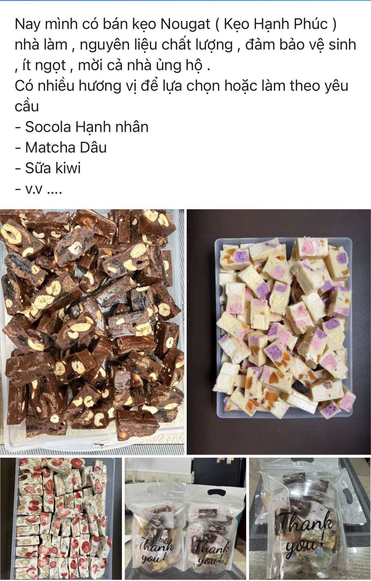 Kẹo Nougat(Chiếc kẹo hạnh phúc) bijch 300g kẹo nhà làm nguyên liệu nhập khẩu mỹ kẹo không ngọt vị vừa ăn thơm ngon nhiều hạt dinh dưỡng rất nhiều dưỡng chất hợp vệ sinh