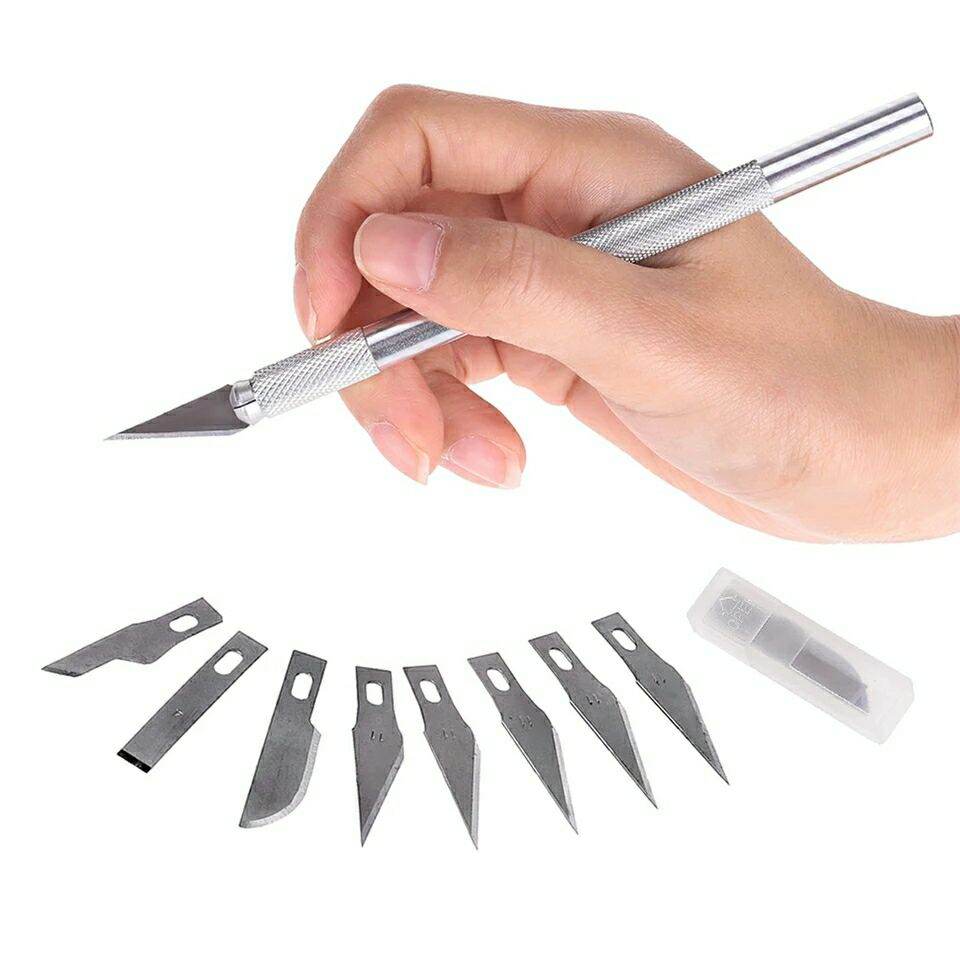 Silver handle sculpture Knife with 5 spare blades