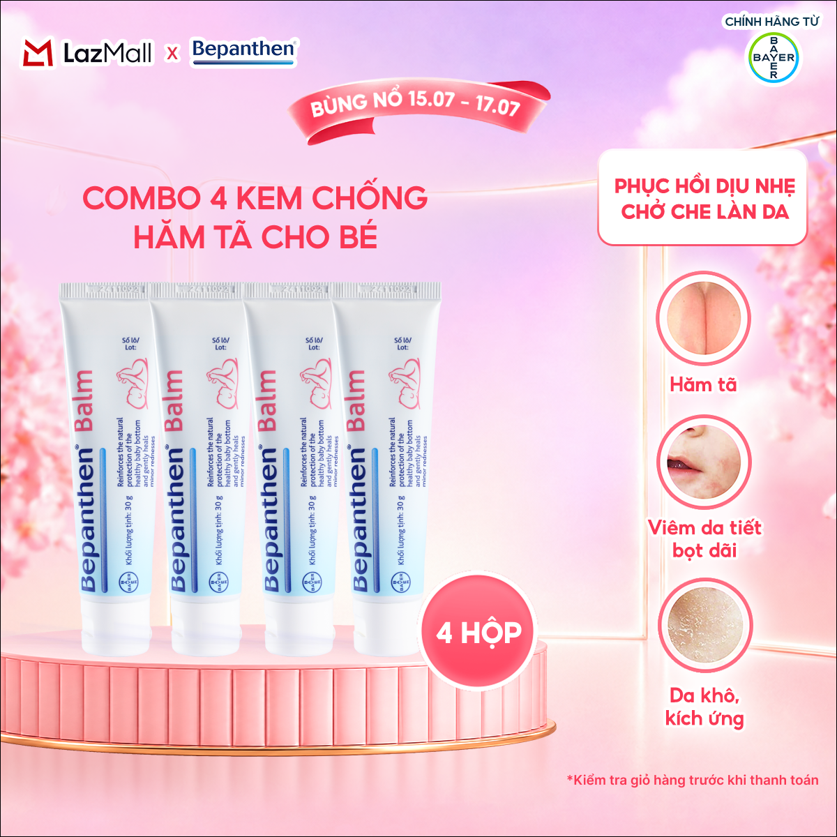 [FS] Combo 4 Kem Chống Hăm BEPANTHEN Balm Dạng Kem Mỡ Tuýp 30G x4