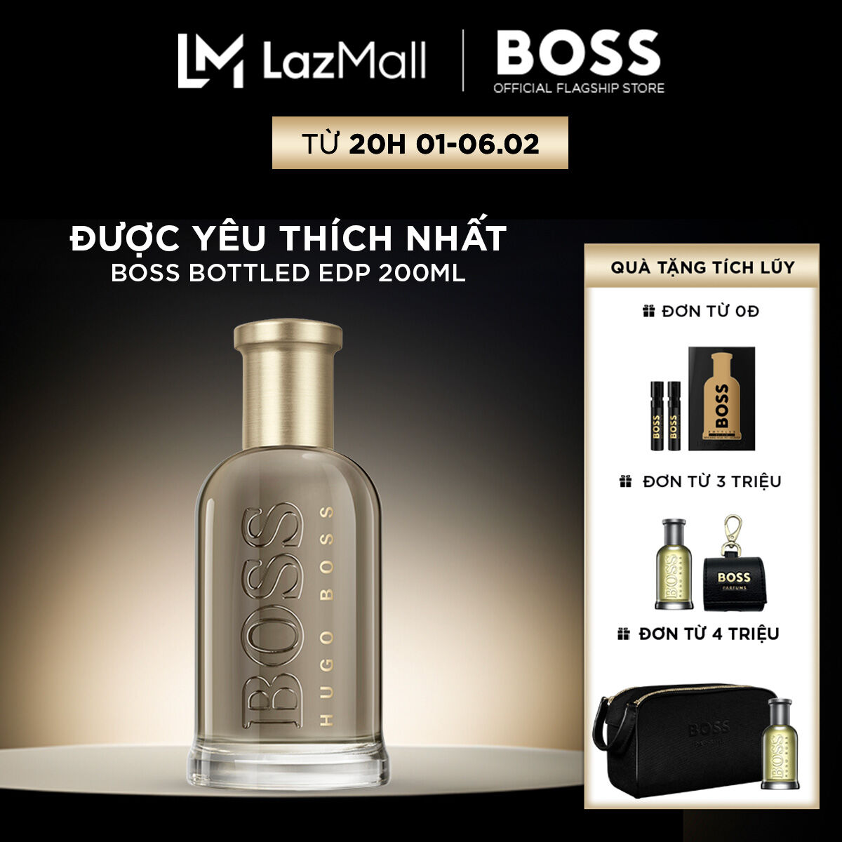 [VALENTINE SALE | MUA 2 GIẢM 8% + VOUCHER ĐẾN 20% + QUÀ ĐẾN 3 TRIỆU] Nước hoa Nam BOSS Bottled EDP 200ml