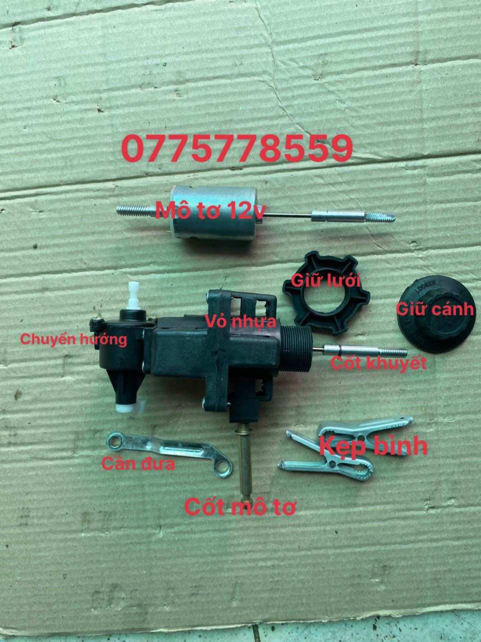 Mô tơ quạt 12V DC combo linh kiện đầy đủ