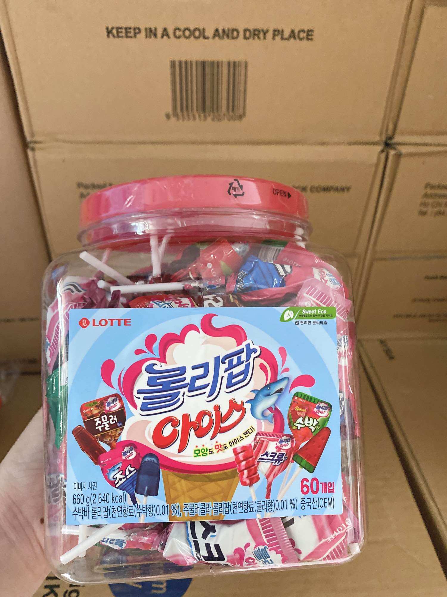 Kẹo mút lotte vị trái cây 60 cây