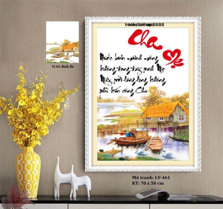 Tranh đính đá cha mẹ lv461 kt 70x50cm