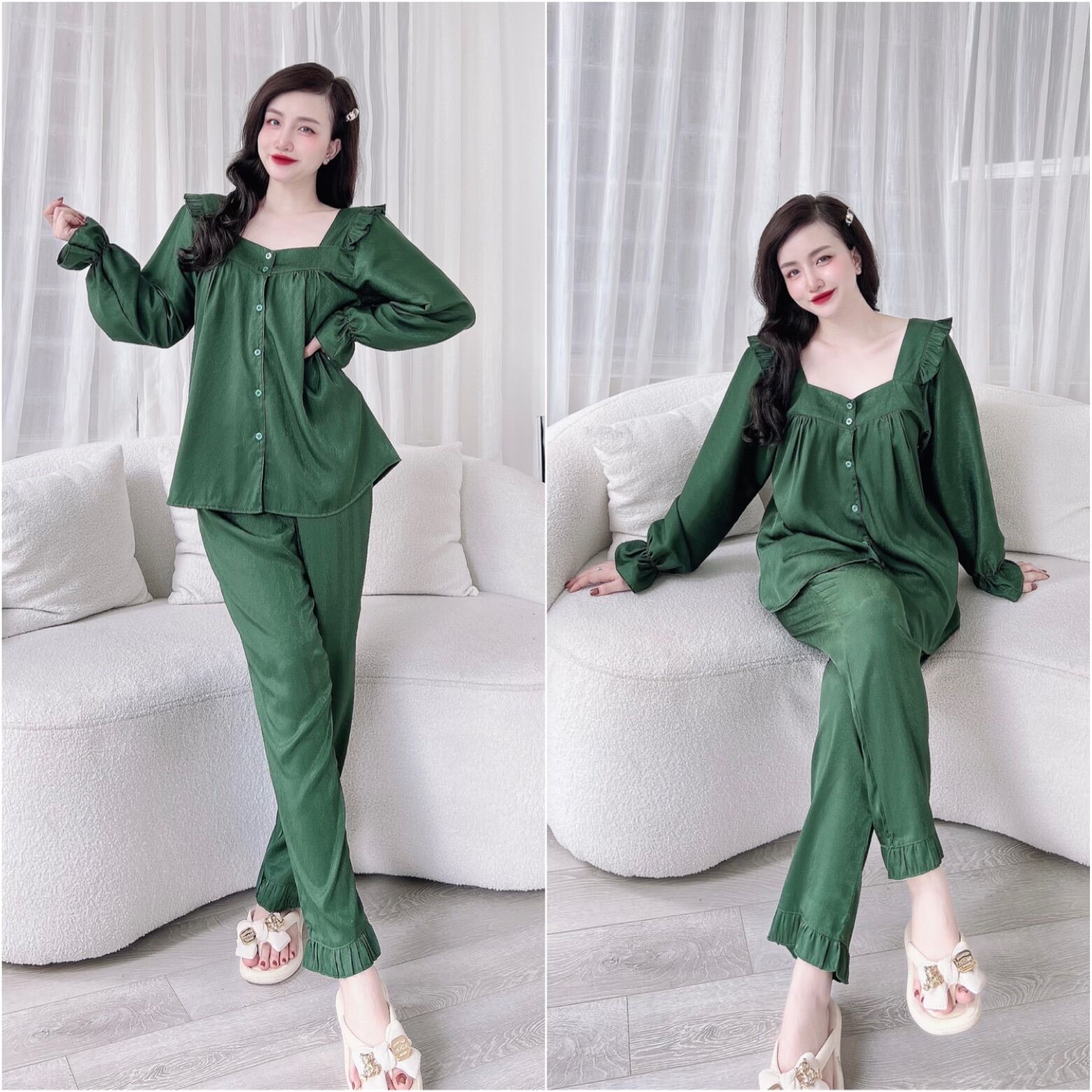 Đồ Bộ Bigsize Lụa Xước Ánh Kim - Sang Chảnh, Chất Rũ Mượt, Mát