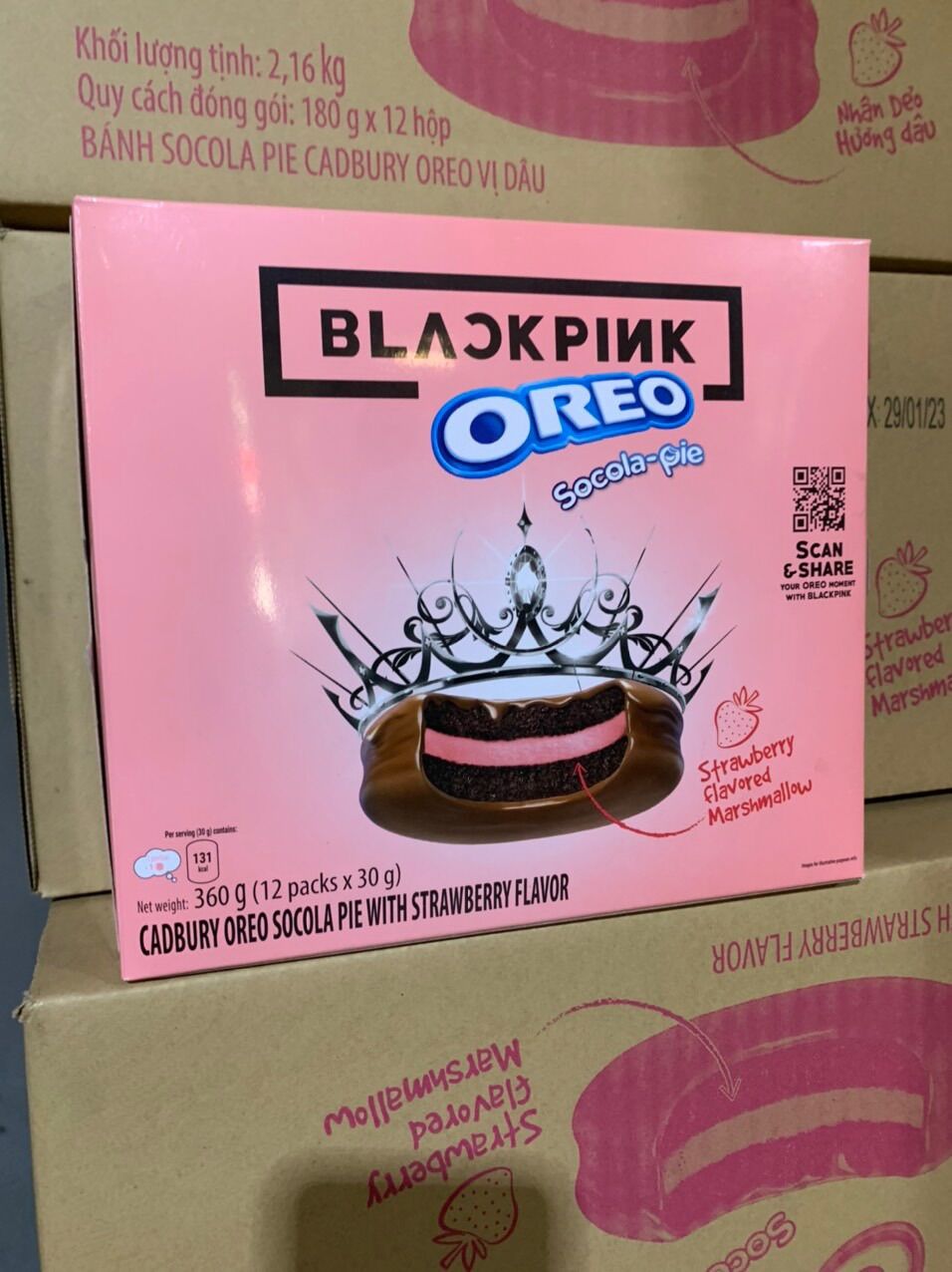 Bánh oreo pie vị dâu 360g