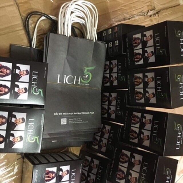 Dầu Gội Thảo Dược Đen Tóc Lich5 Hộp 10 gói