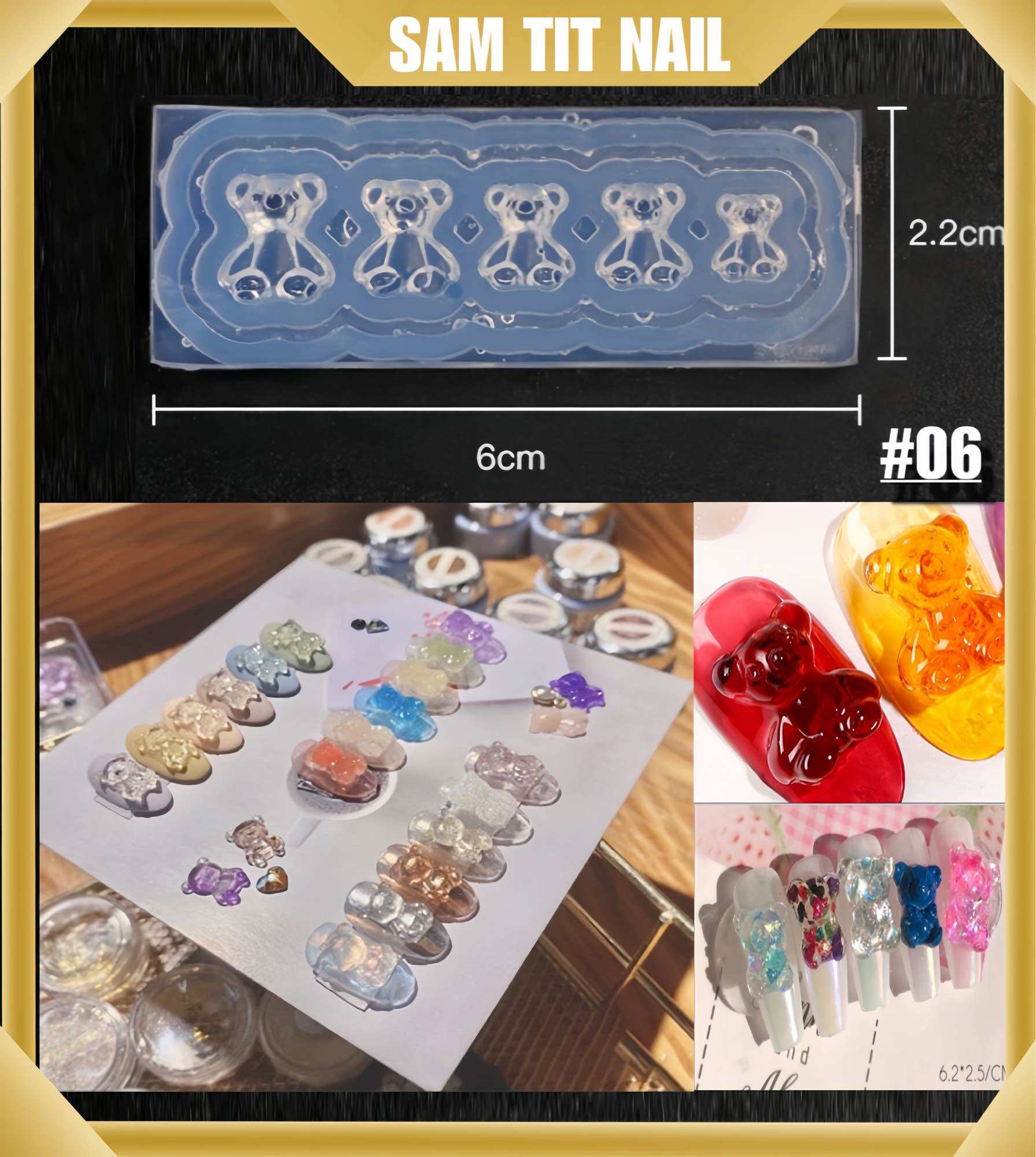 Khuôn silicon làm charm nơ trang trí móng đủ kiểu