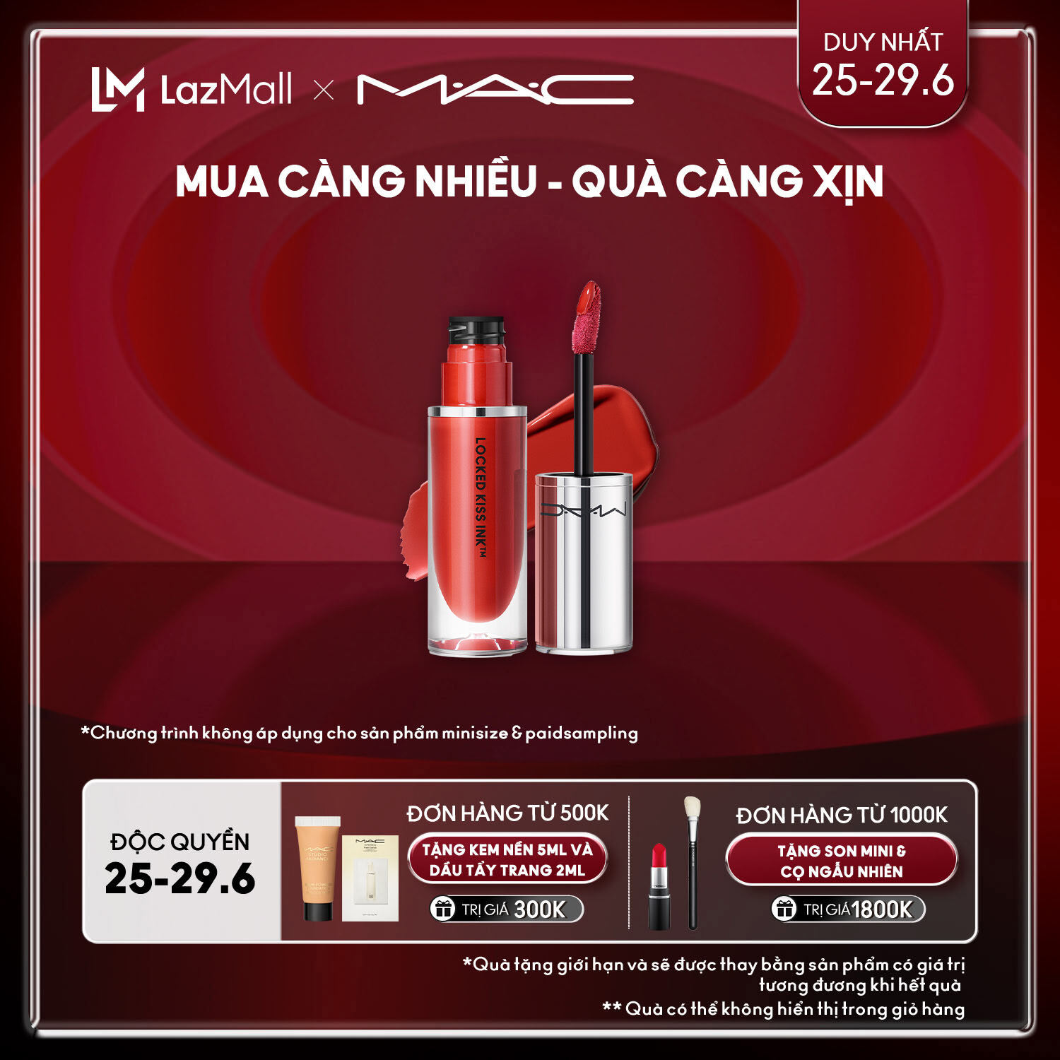 [ƯU ĐÃI 25-29.6] 【MỚI】Son kem MAC Locked Kiss Ink Lipcolour / Son kem dạng lỏng chống thấm nước, không trôi hiệu ứng lì - sản phẩm mới bán chạy và thịnh hành, nhẹ nhàng lâu trôi và không gây cảm giác nặng nề