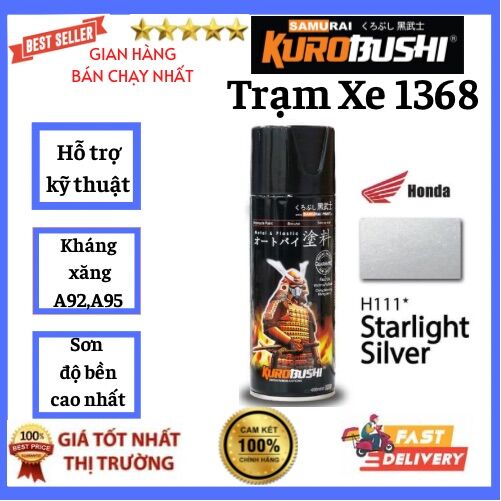 Sơn Samurai Màu Bạc Sáng H111 400ml có ánh kim màu đẹp