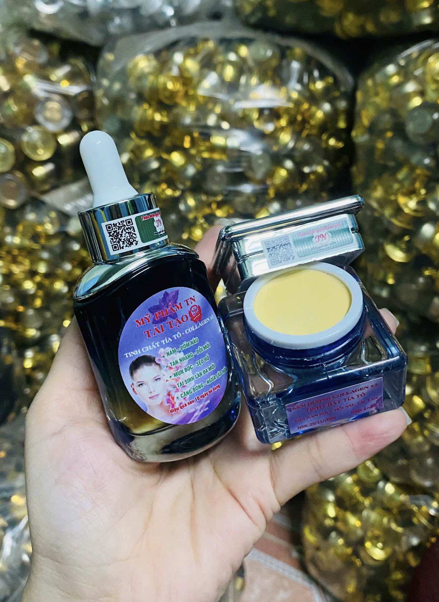 COMBO TÁI TẠO CAO CẤP [TINH CHẤT TÍA TÔ-COLLAGEN X2 (Mụn, nám, tàn nhang)