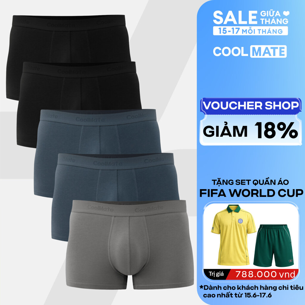 COMBO 5 Quần lót nam Trunk Cotton mềm mại (màu ngẫu nhiên) - COOLMATE