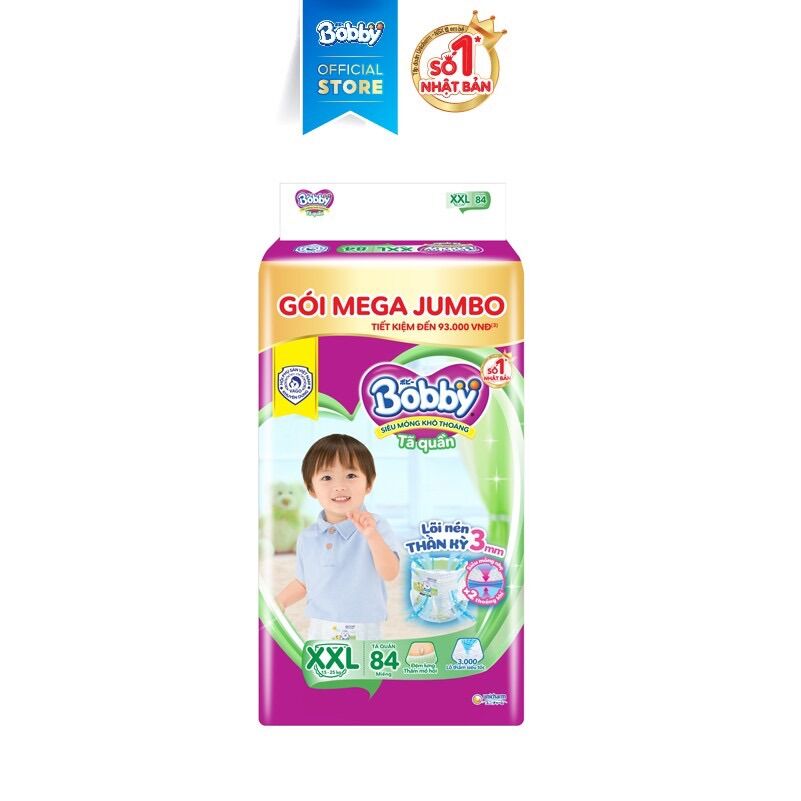 Tã quần bobby - đệm lưng thấm mồ hôi - xl84 - xxl76