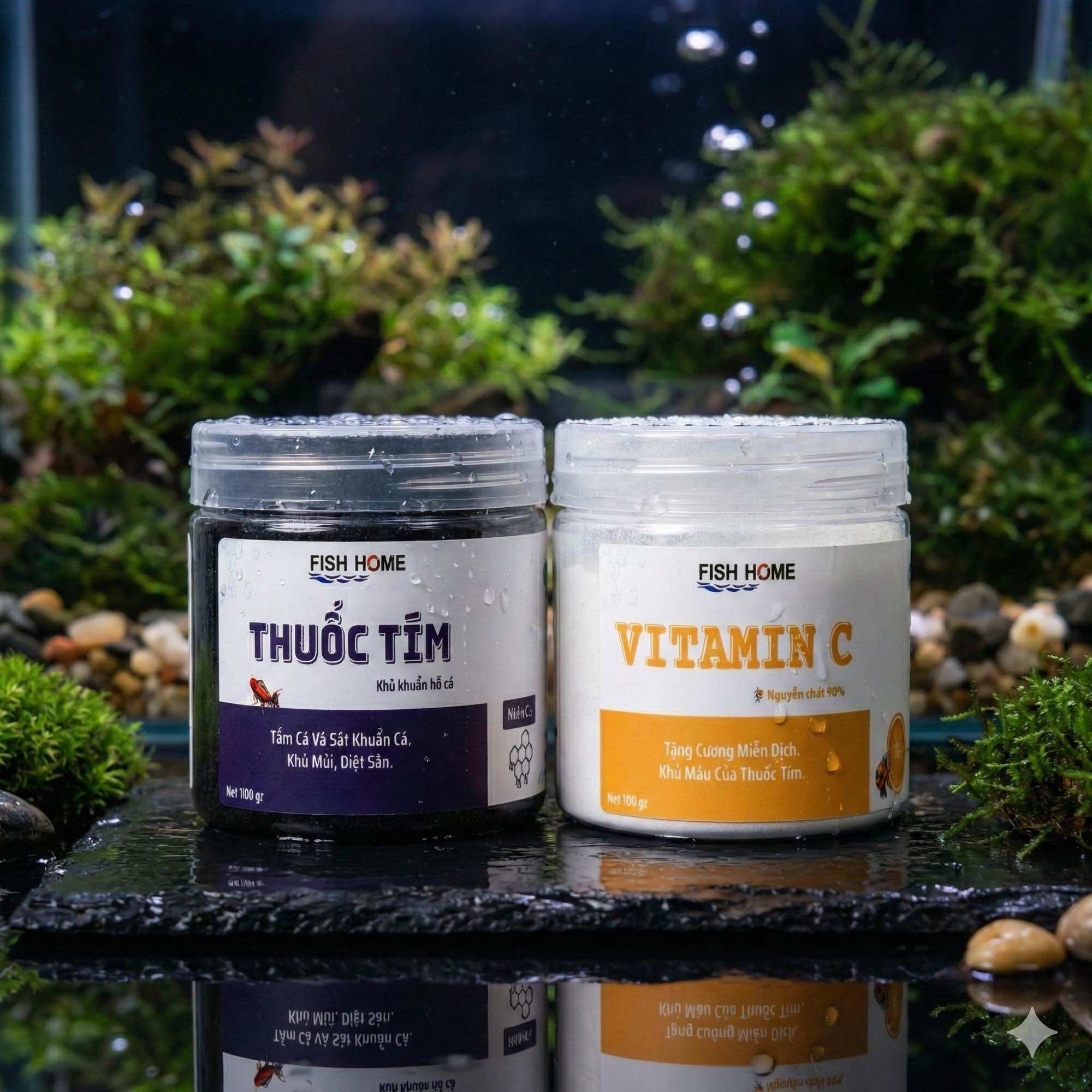 Thức ăn cho cá THUỐC TÍM Vitamin C - Tăng cường sức khỏe và miễn dịch cho cá.