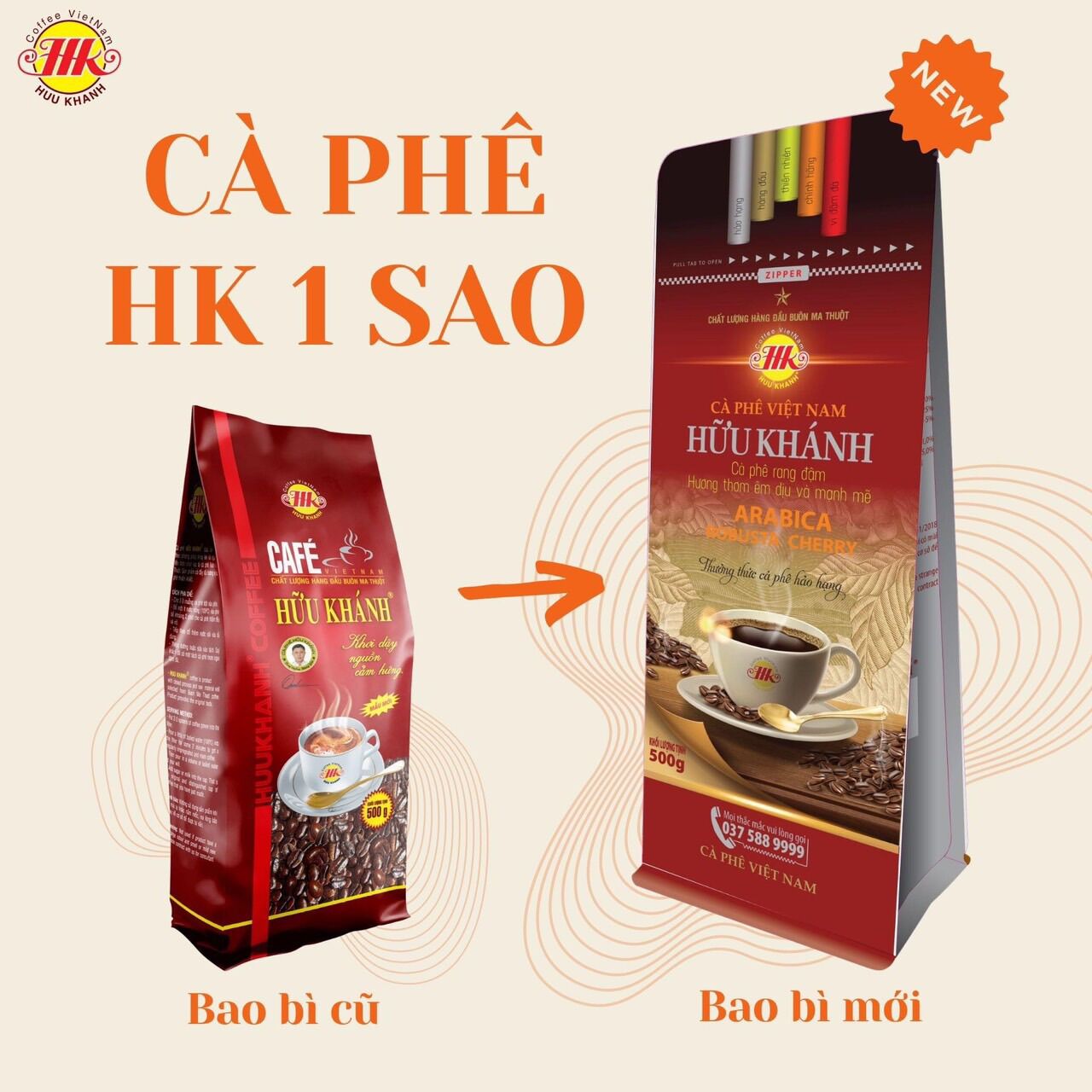 4 bịt caphe hữu khánh 2kg