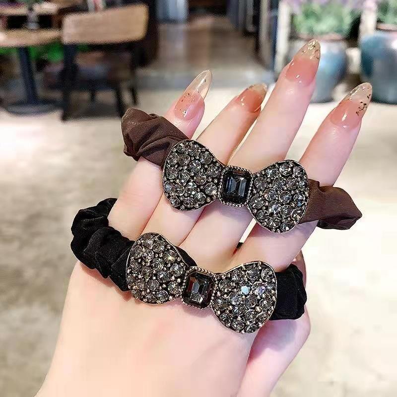 Cột tóc thun kèm nơ đính đá siêu xinh PK027