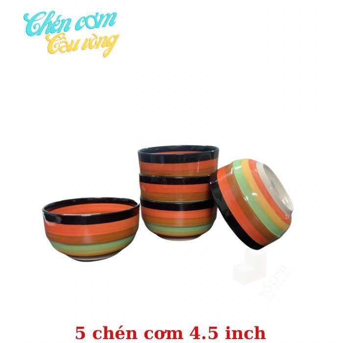 Bộ 5 chén cơm hàn quốc sứ cao cấp cầu vòng 11.5cm, set bộ 5 chén cơm sứ cầu vòng 11.5cm