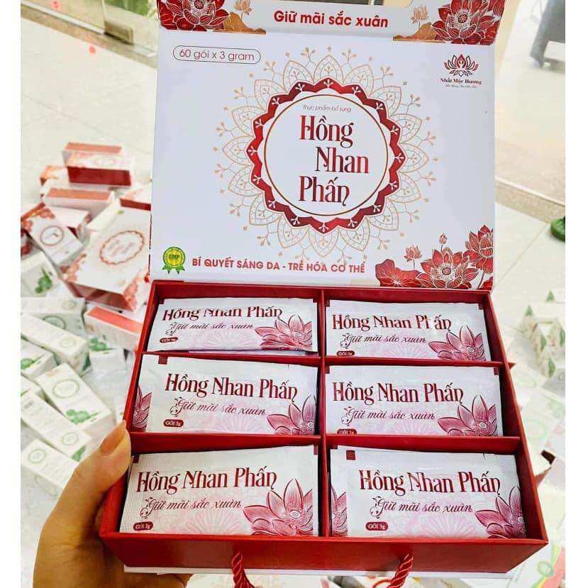 Hồng nhan phấn - bách y sâm trắng sáng da mờ nám hộp 60 gói x 3gr